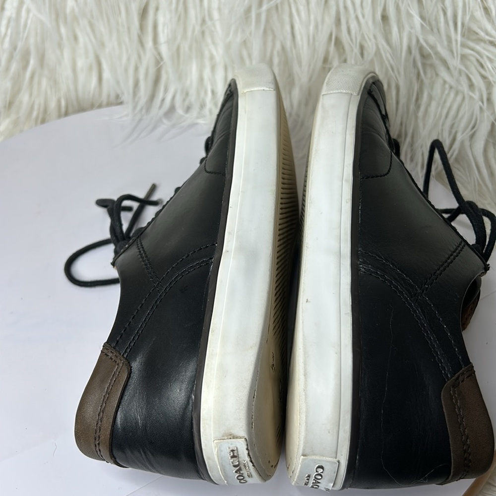 COACH Mens Shoes PERKINS TRAINER SNEAKER black leather Size 7. - Picture 11 of 14